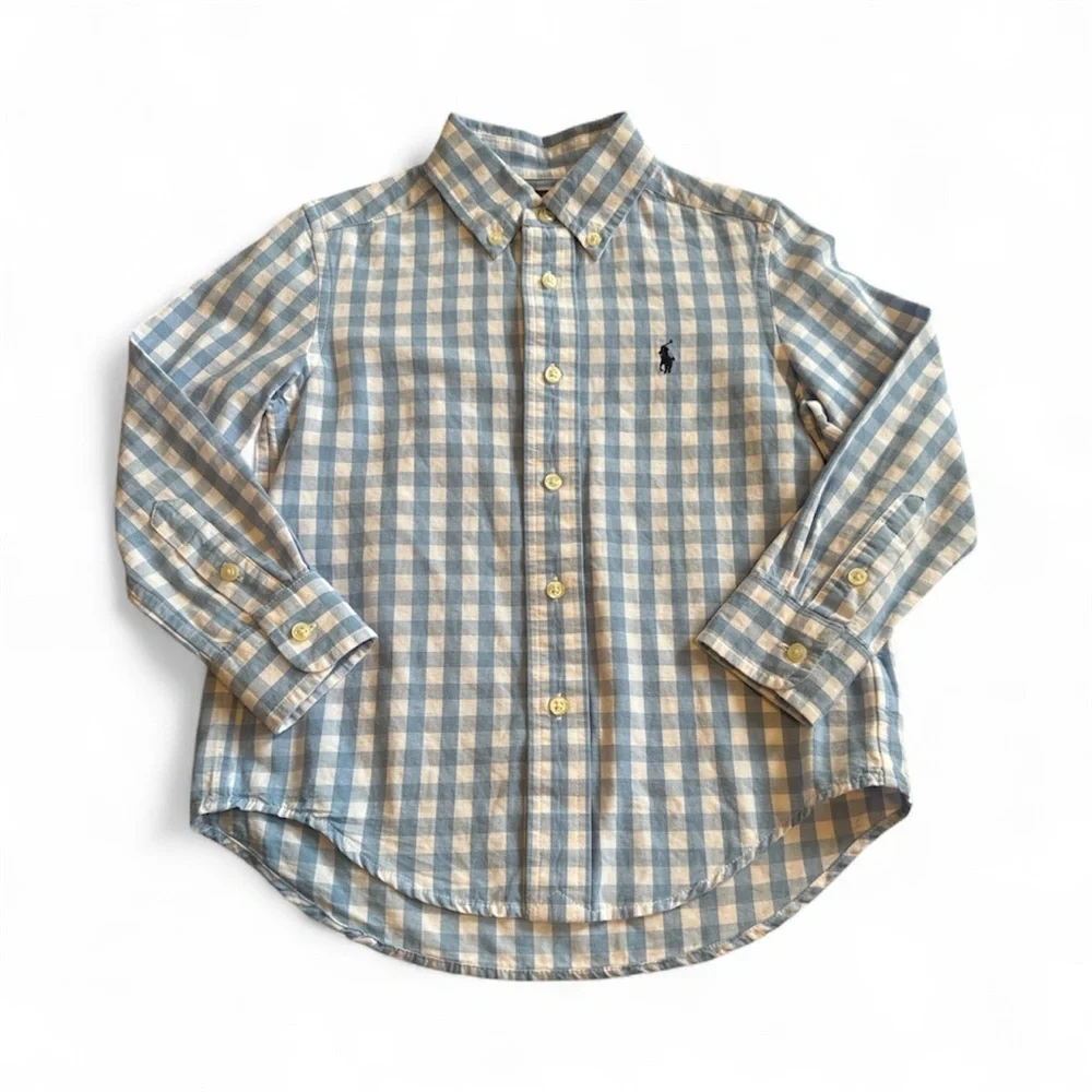 Ralph Lauren Light Blue and White Plaid Shirt